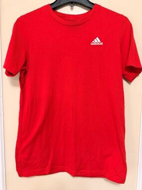 adidas Men's Bright Red Short Sleeve Crew Tee with White Logo